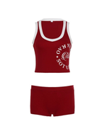 Alina Retro Sporty Crop Top & Shorts Set
