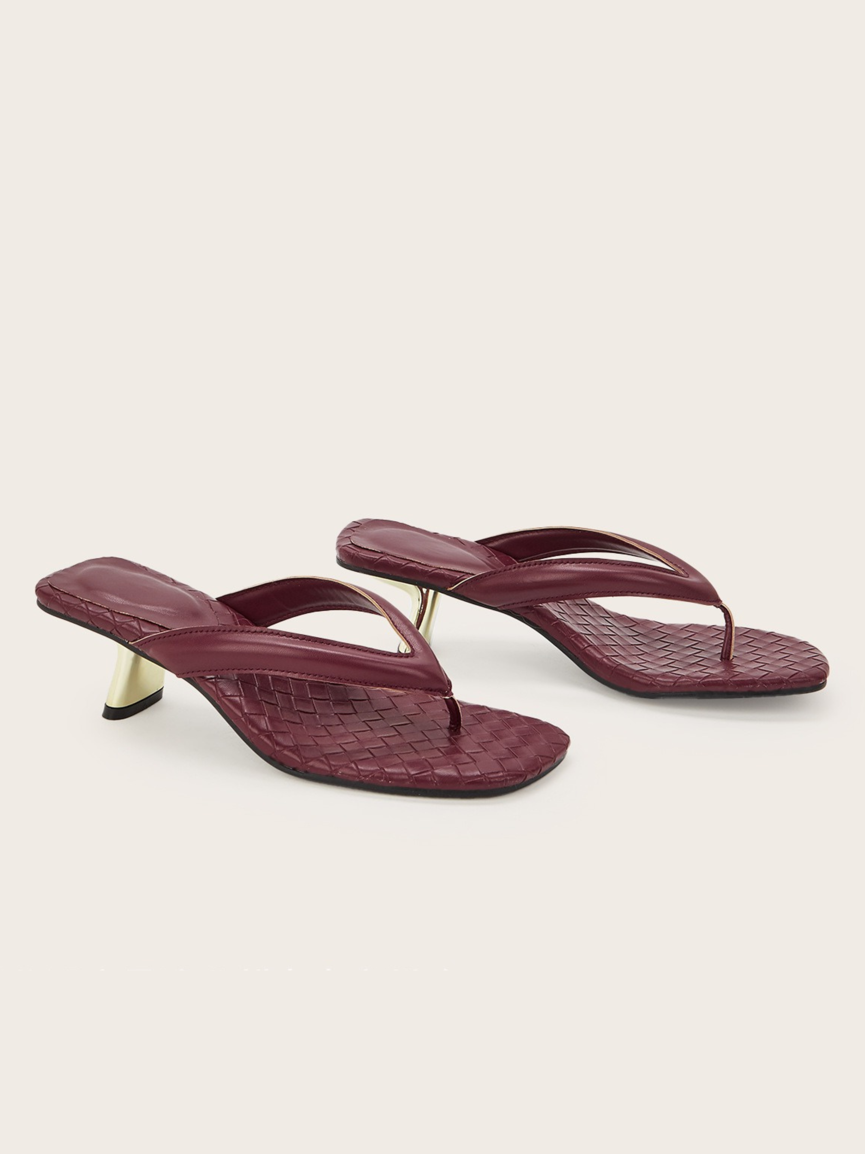 Belara Wine Quilted Thong Heel Sandals