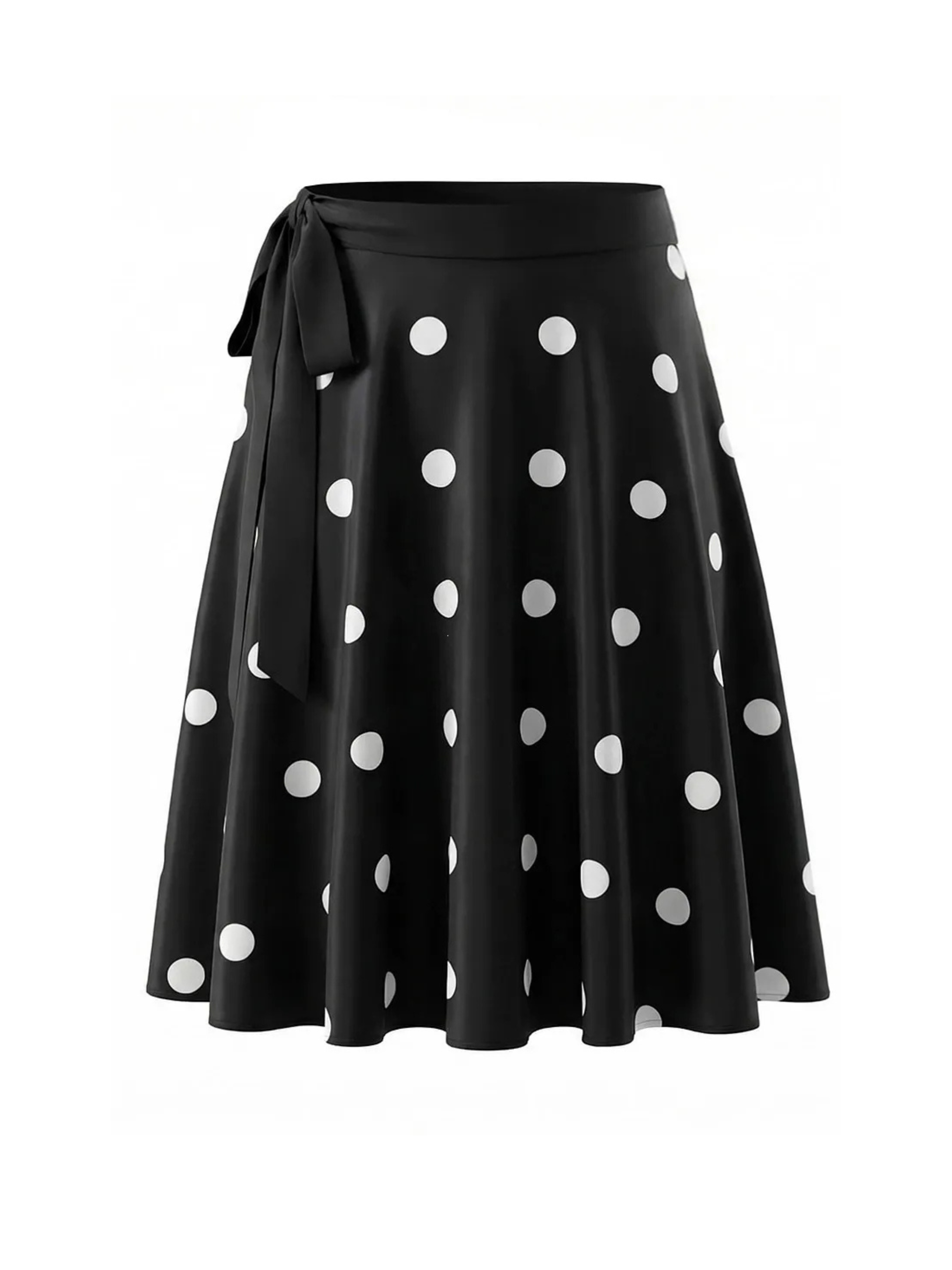 Mirana Polka Dot Side Tie Midi Skirt
