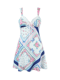 Ceyla Patchwork Floral Lace Trim Mini Dress