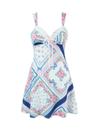 Ceyla Patchwork Floral Lace Trim Mini Dress
