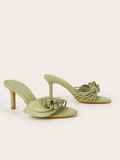 Zelith Matcha Floral Petal Mule Heels