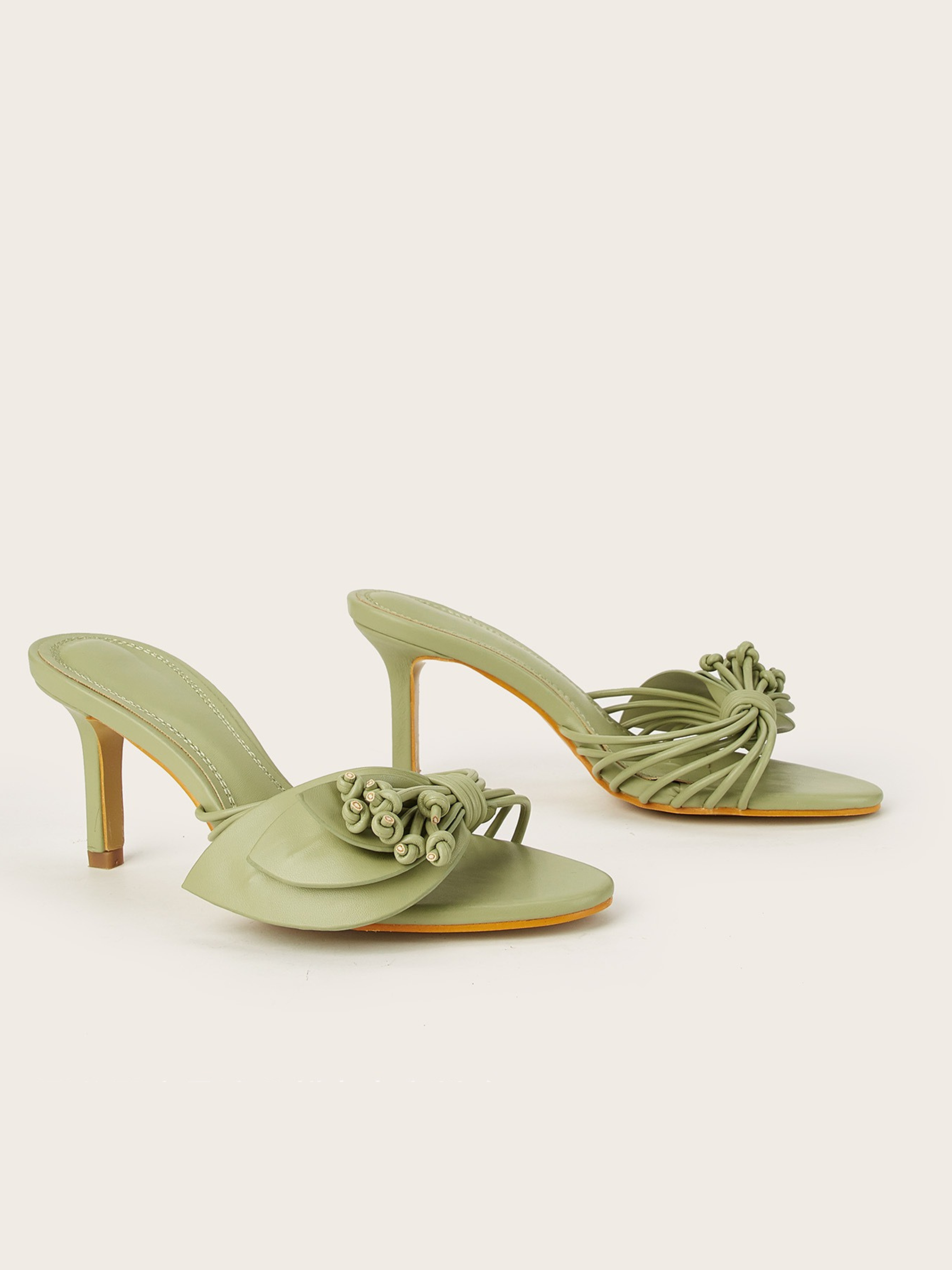 Zelith Matcha Floral Petal Mule Heels