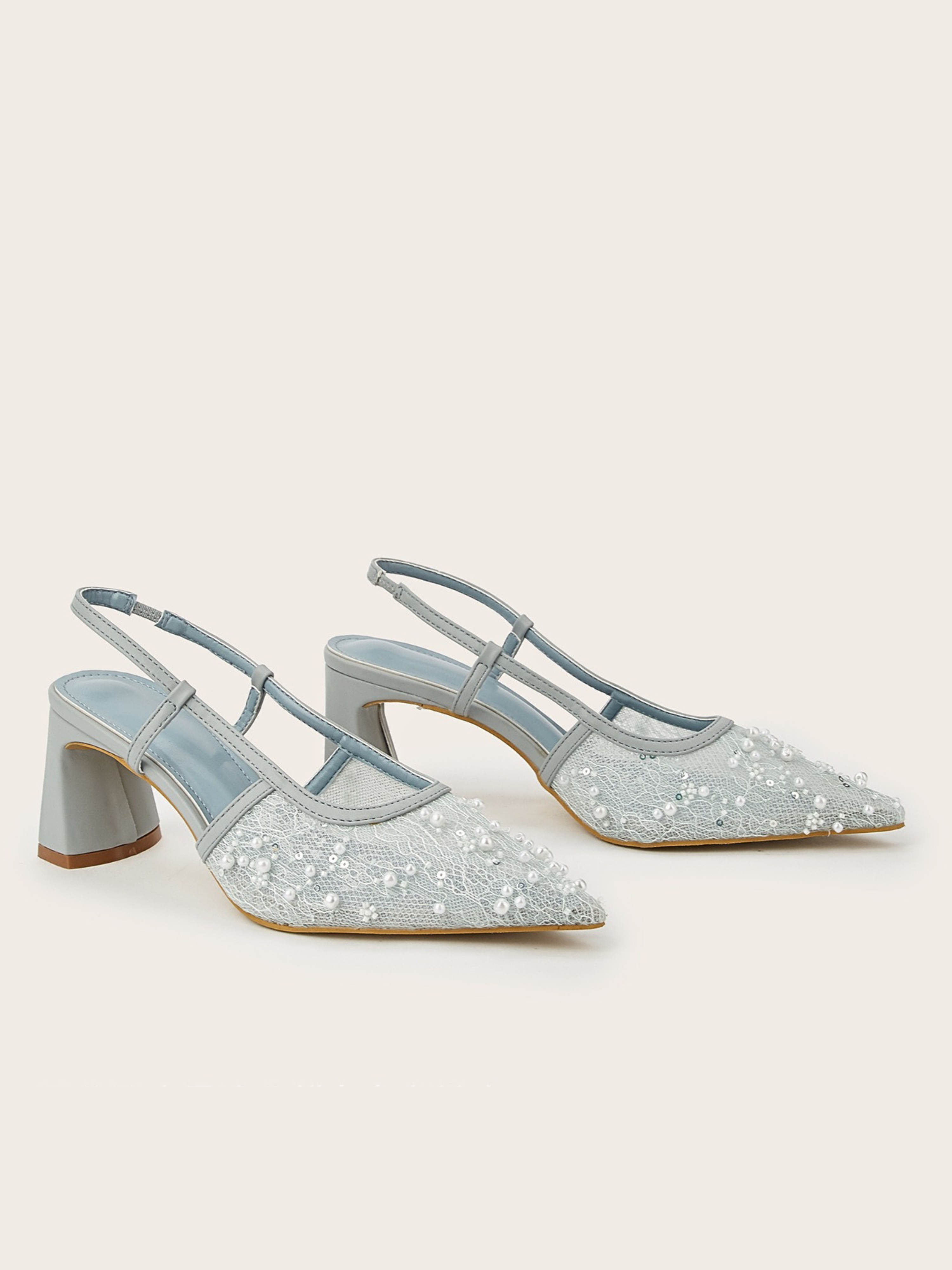 Celeste Pearl Lace Slingback Heels