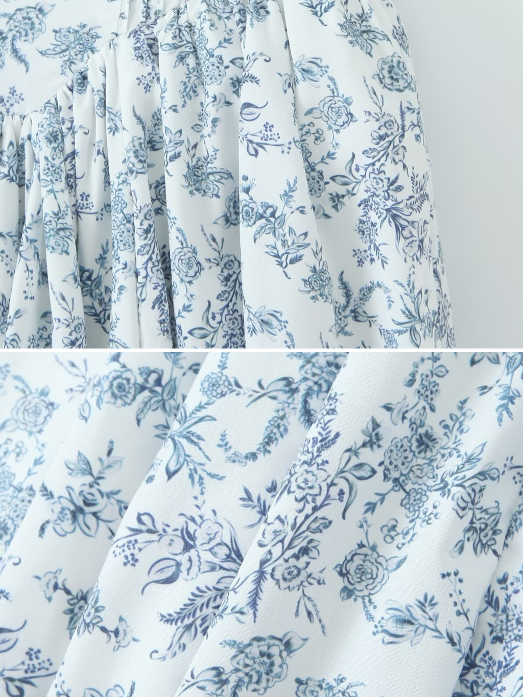 Melis Blue Toile Strapless Midi Dress