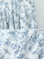 Melis Blue Toile Strapless Midi Dress
