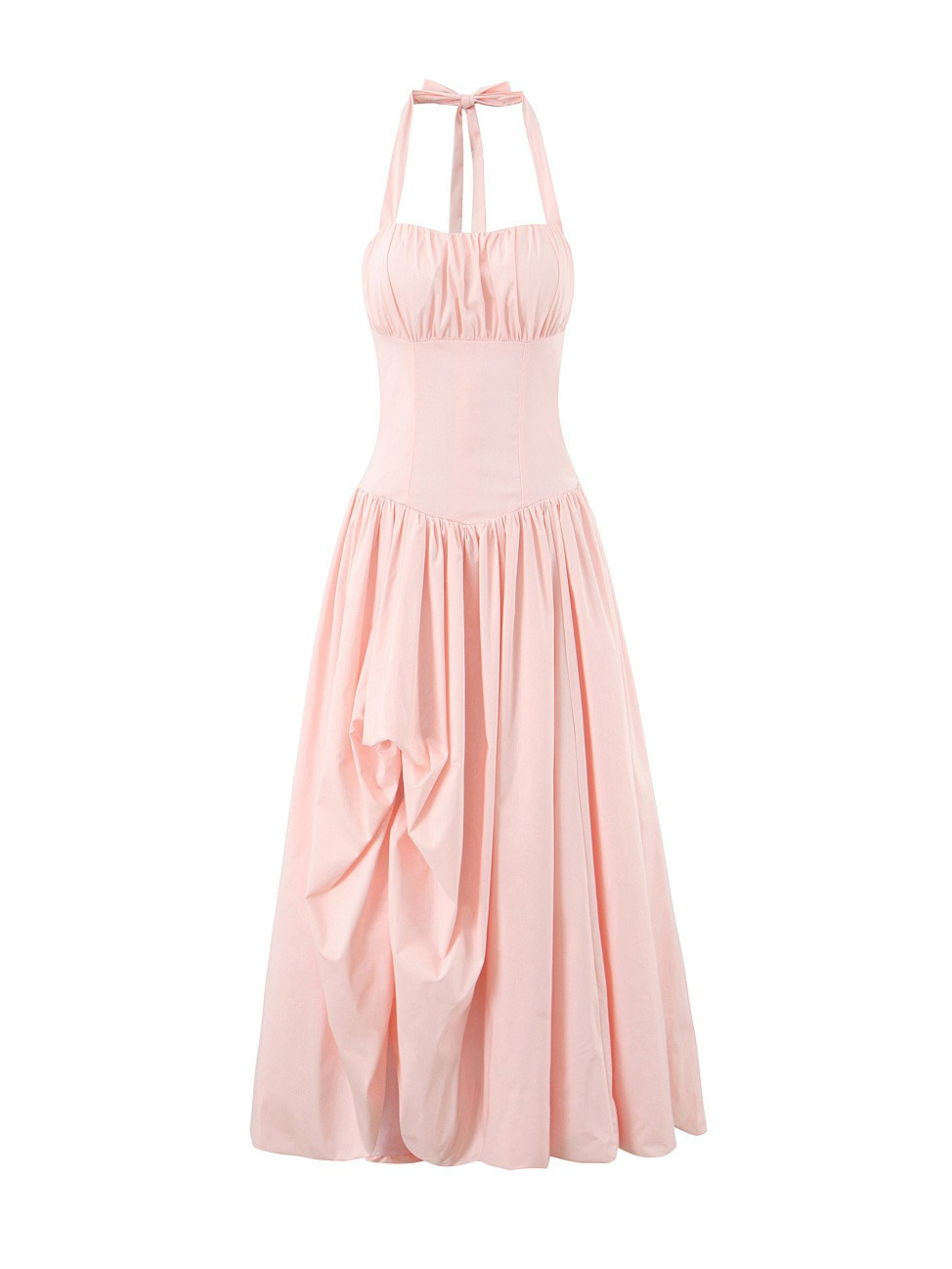 Amelie Lace-Up Halter Maxi Dress
