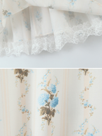 Talya Blue Meadow Lace Strap Midi Dress