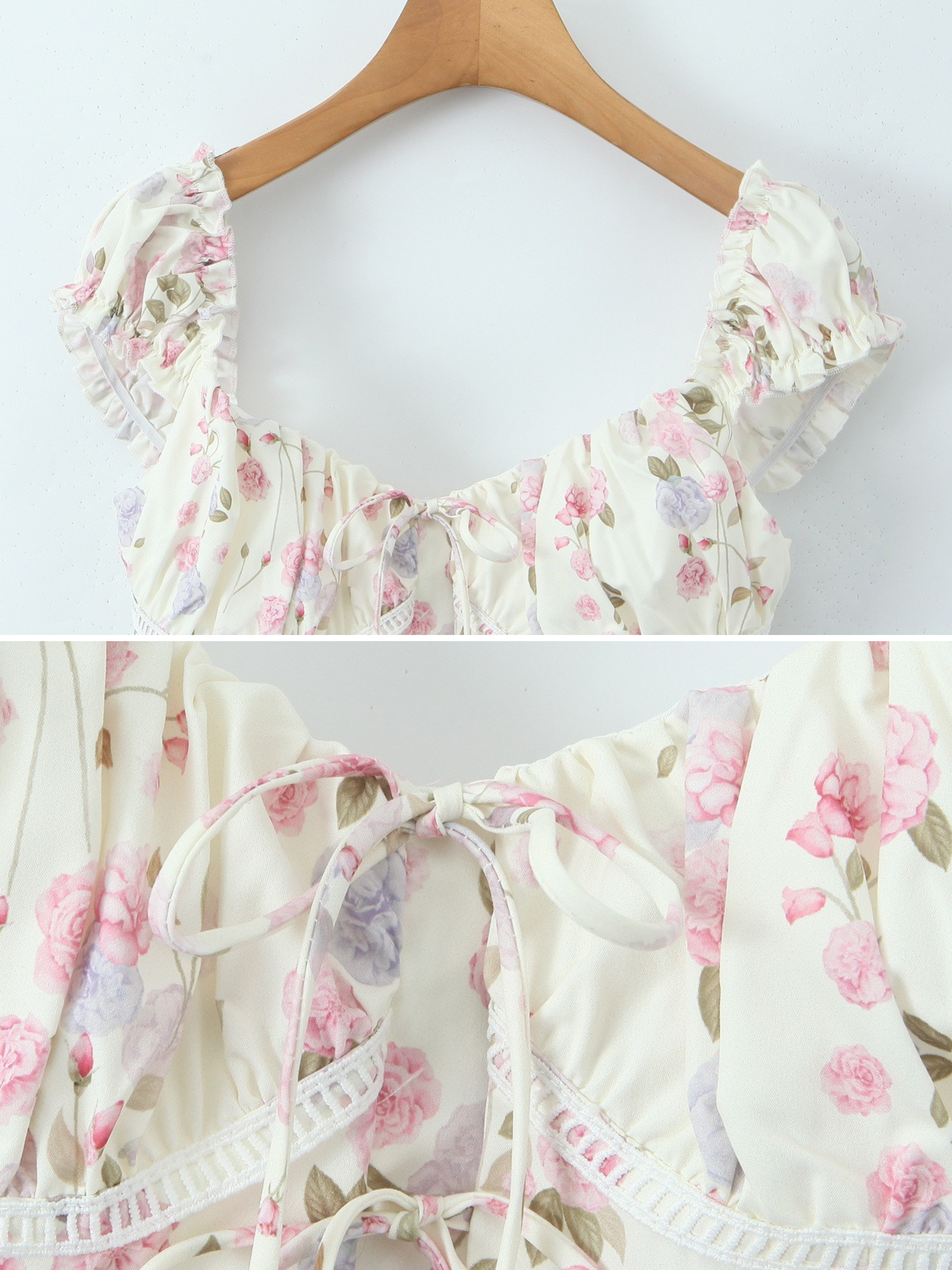 Selin Tie-Front Floral Crop Top