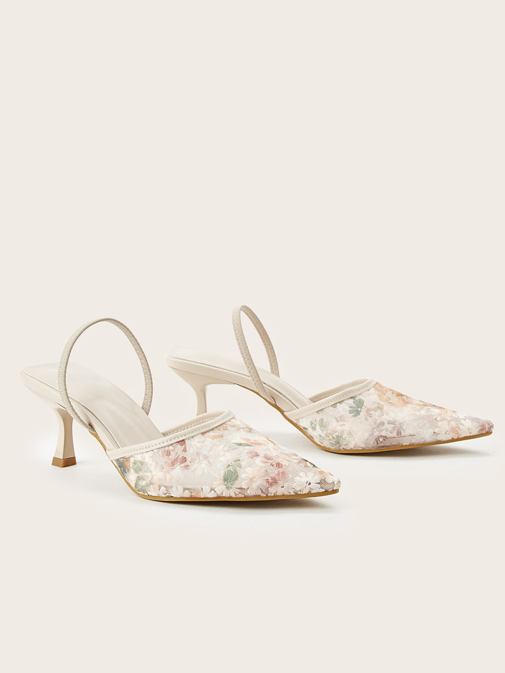 Tirana Floral Mesh Slingback Heels