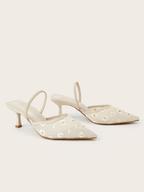 Rhoswen Daisy Mesh Pointed Mule Heels