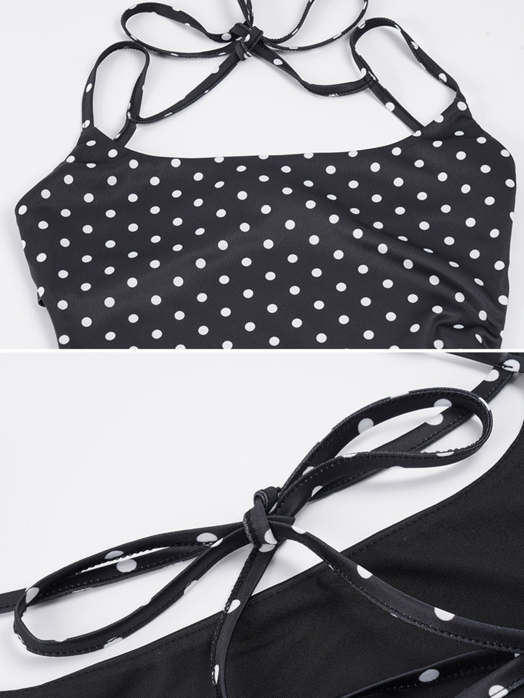 Yuna Polka Dot Lace-Up Mini Dress
