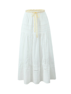 Beril Lace Trim Tie-Front Top & Maxi Skirt Set