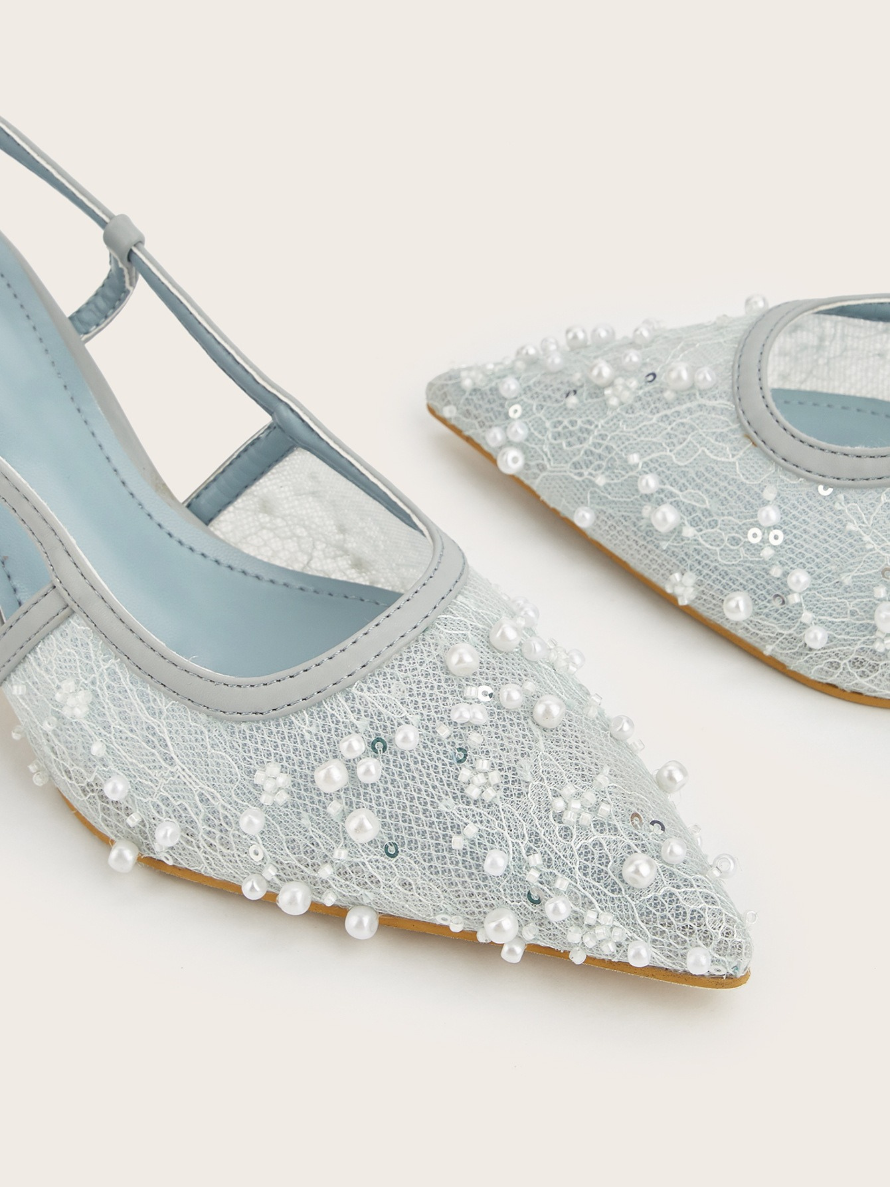 Celeste Pearl Lace Slingback Heels