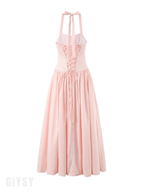 Amelie Lace-Up Halter Maxi Dress