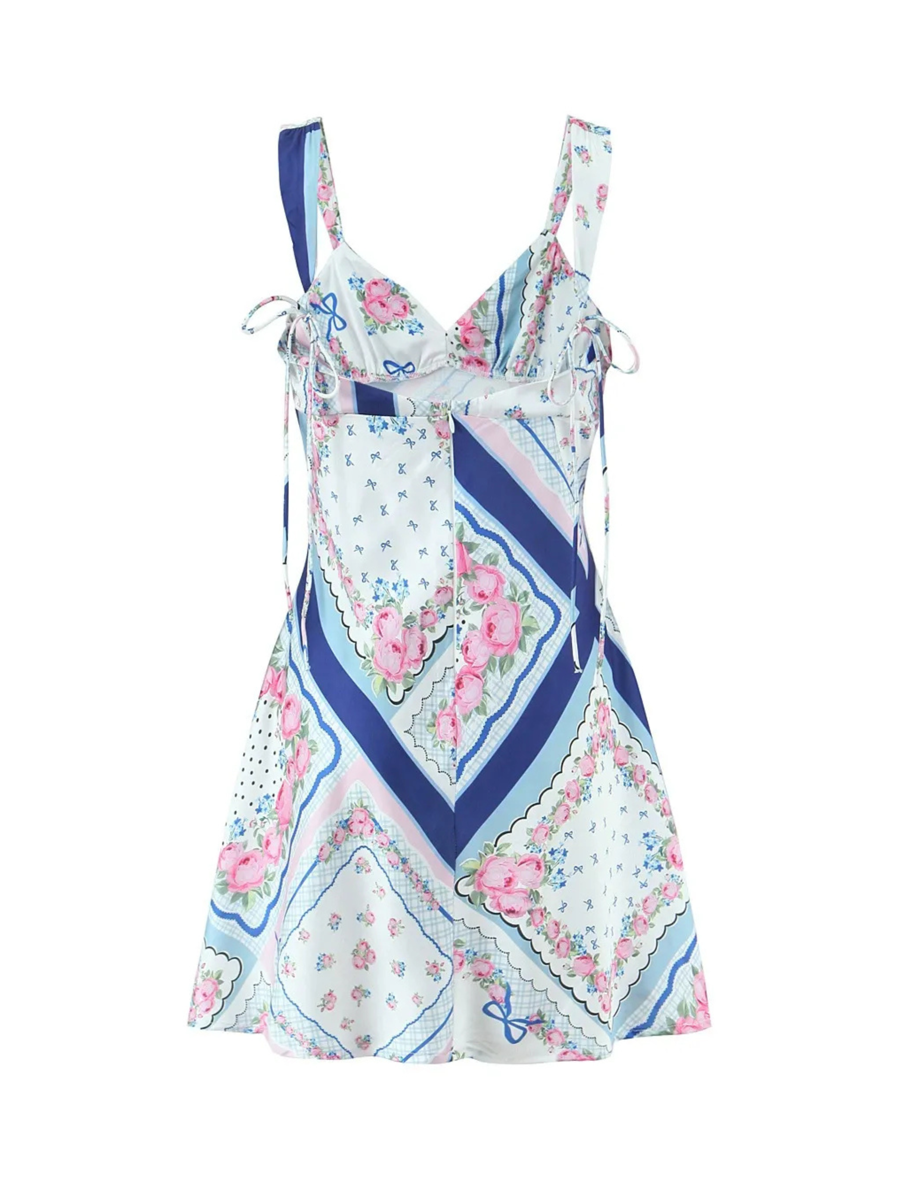 Ceyla Patchwork Floral Lace Trim Mini Dress