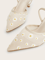 Rhoswen Daisy Mesh Pointed Mule Heels