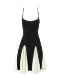 Yelda Contrast Pleated Mini Dress