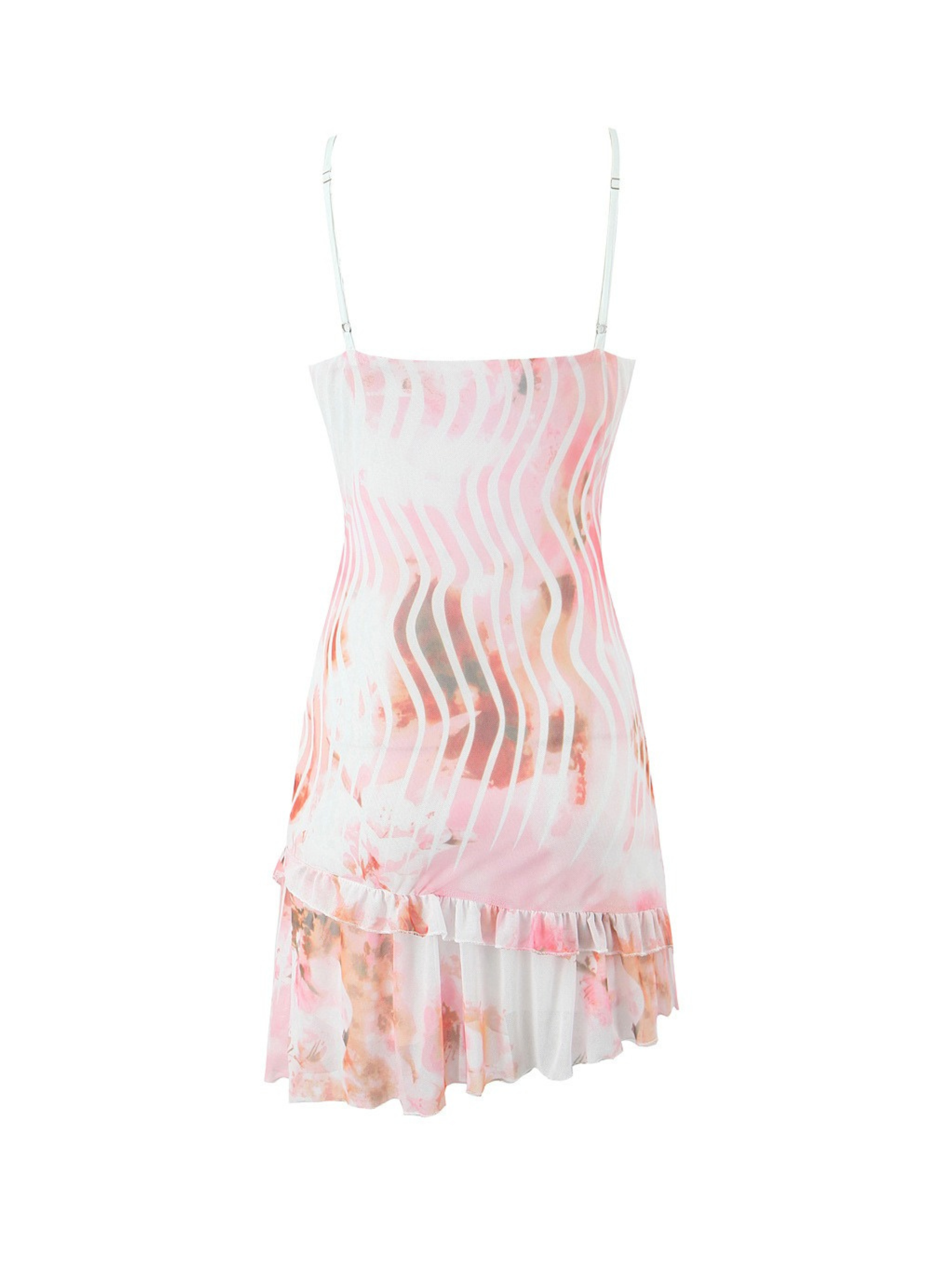 Linora Ruffled Floral Mesh Mini Dress