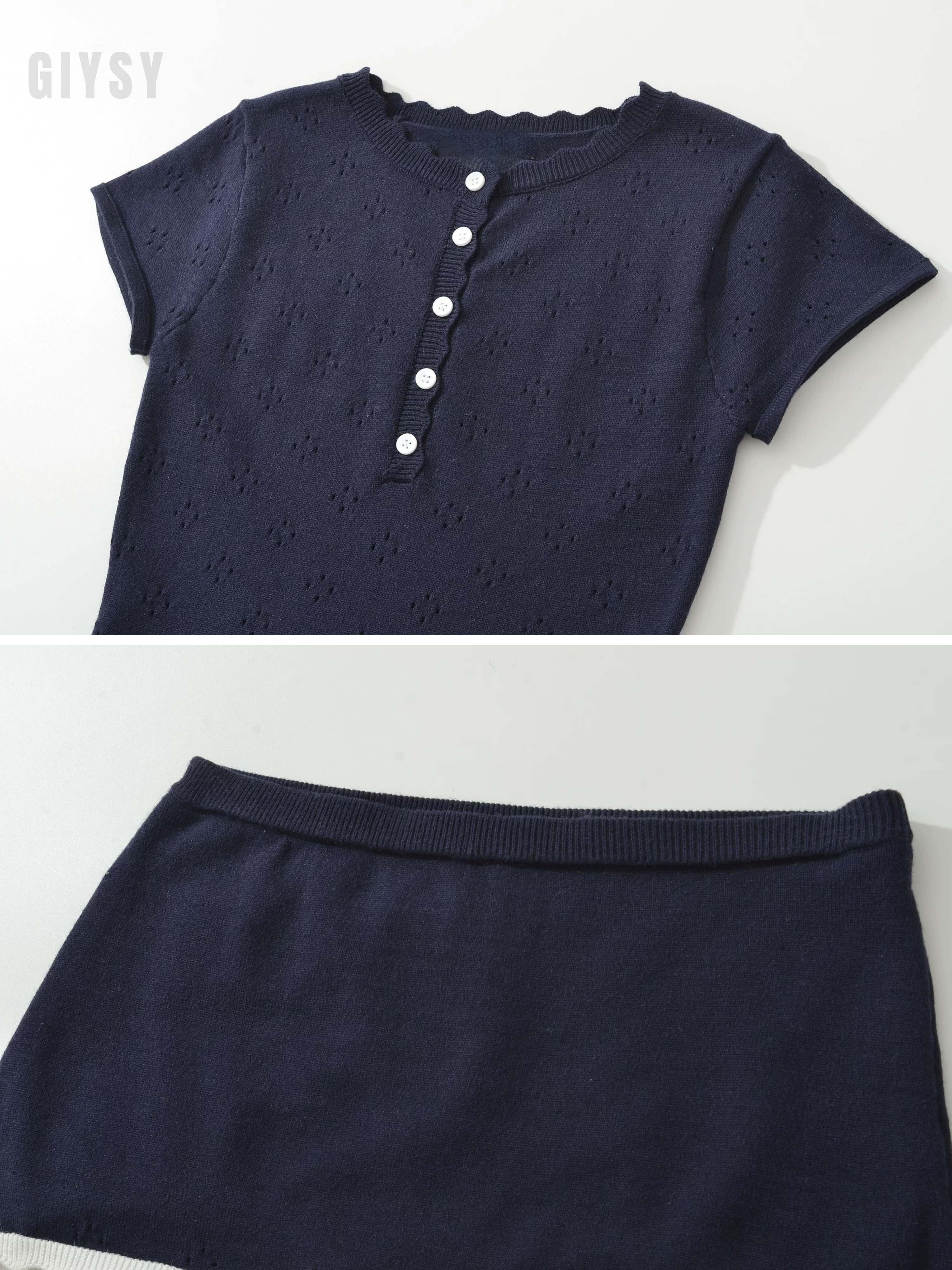 Zoya Eyelet Knit Top & Mini Skirt Set