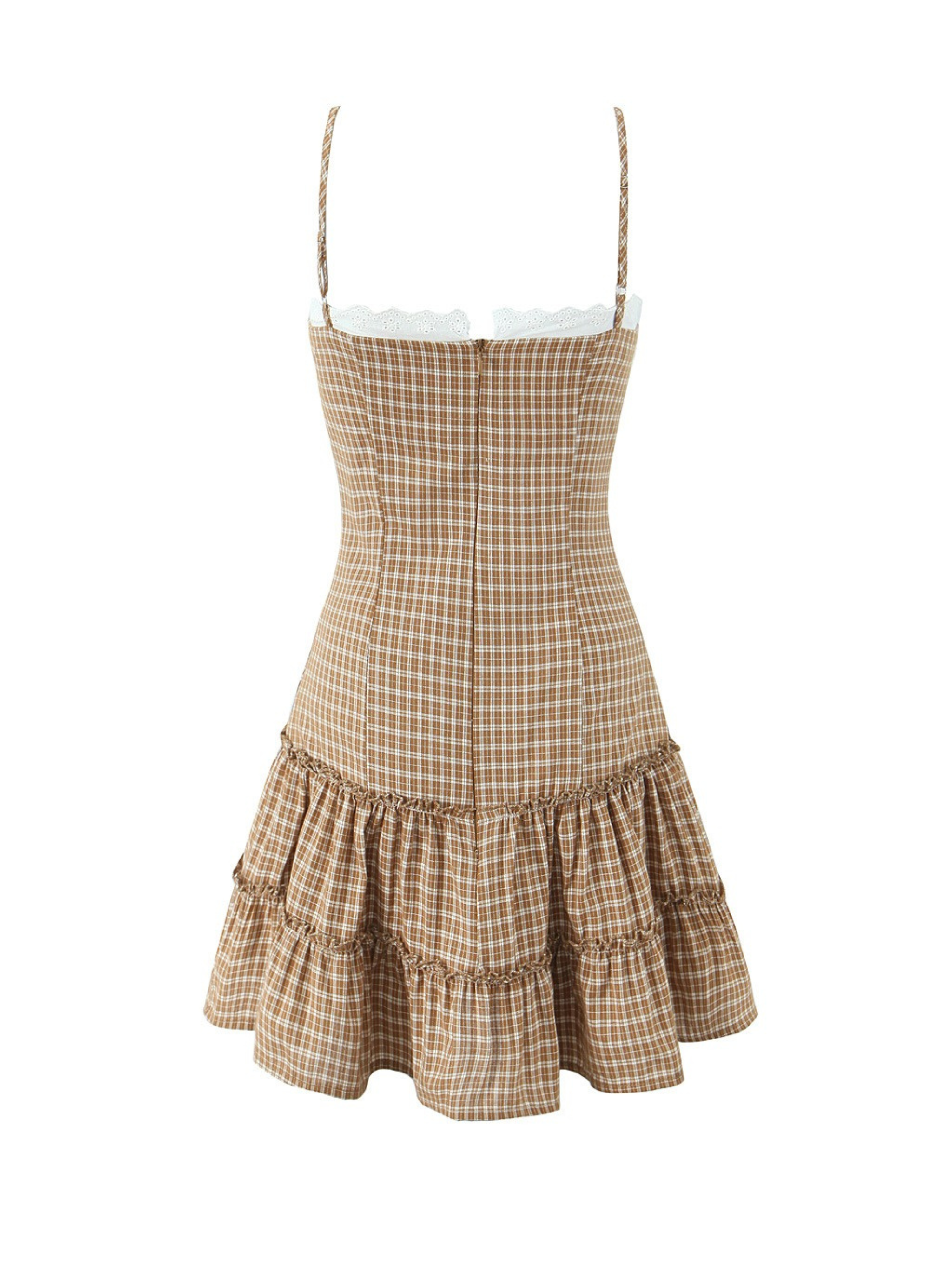 Evania Plaid Ruffle Mini Dress