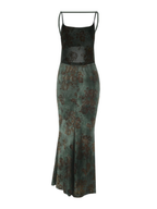 Minara Sage Green Floral Open-Back Maxi Dress