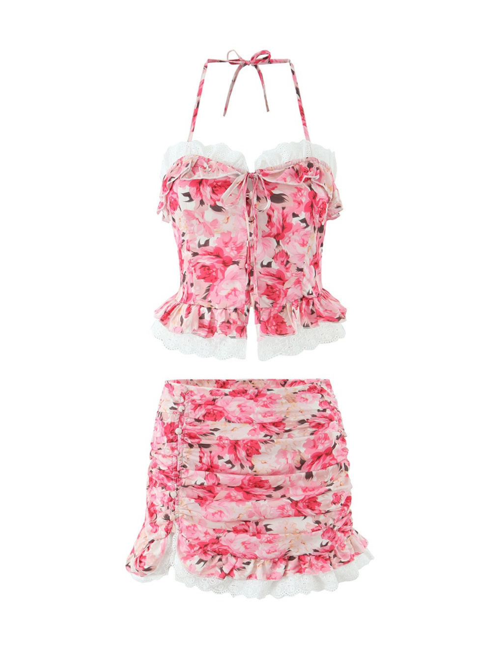 Maelia Floral Ruffle Skirt Set
