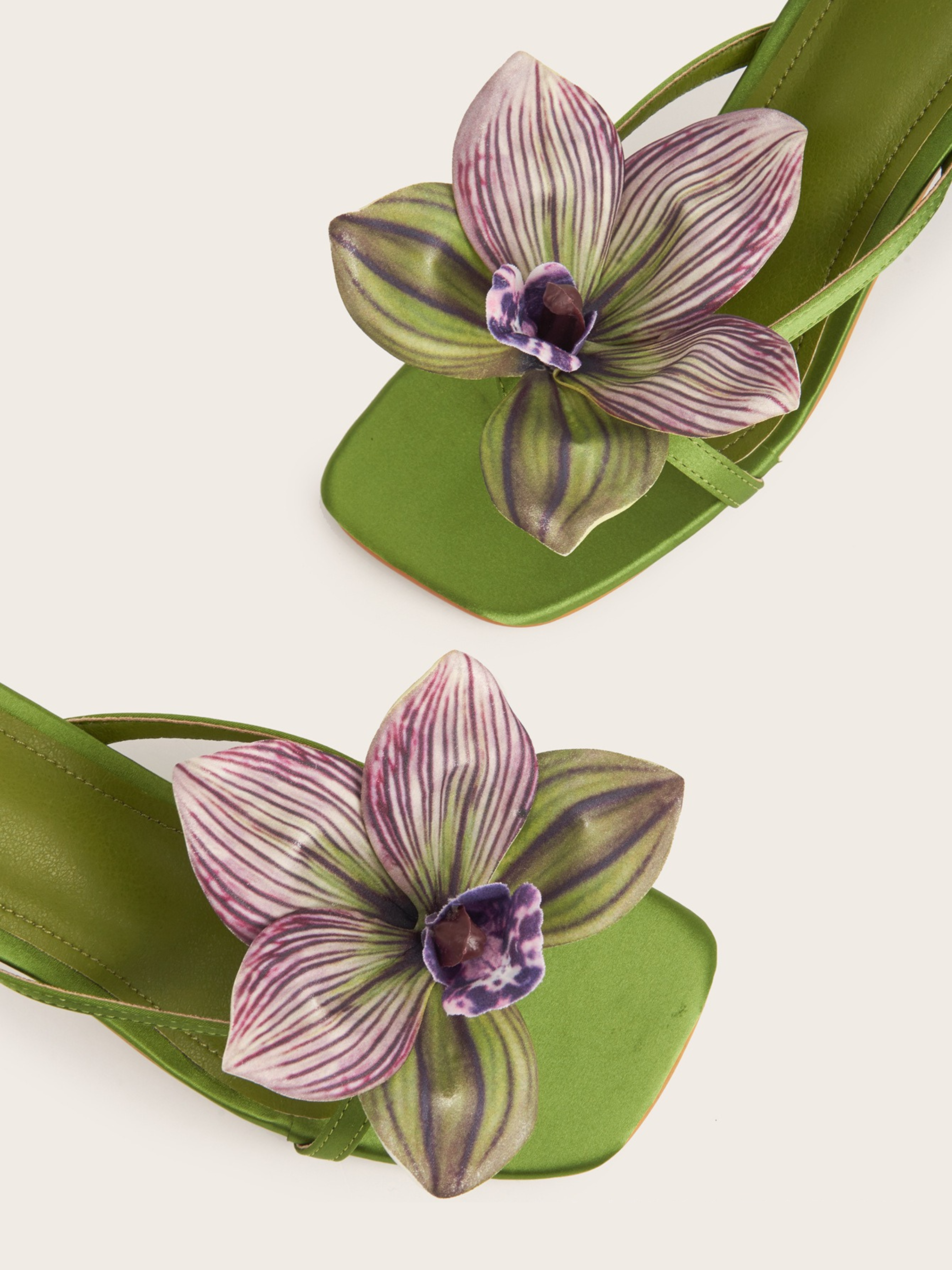 Urella Olive Orchid Satin Heel Sandals