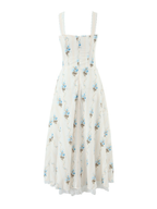 Talya Blue Meadow Lace Strap Midi Dress