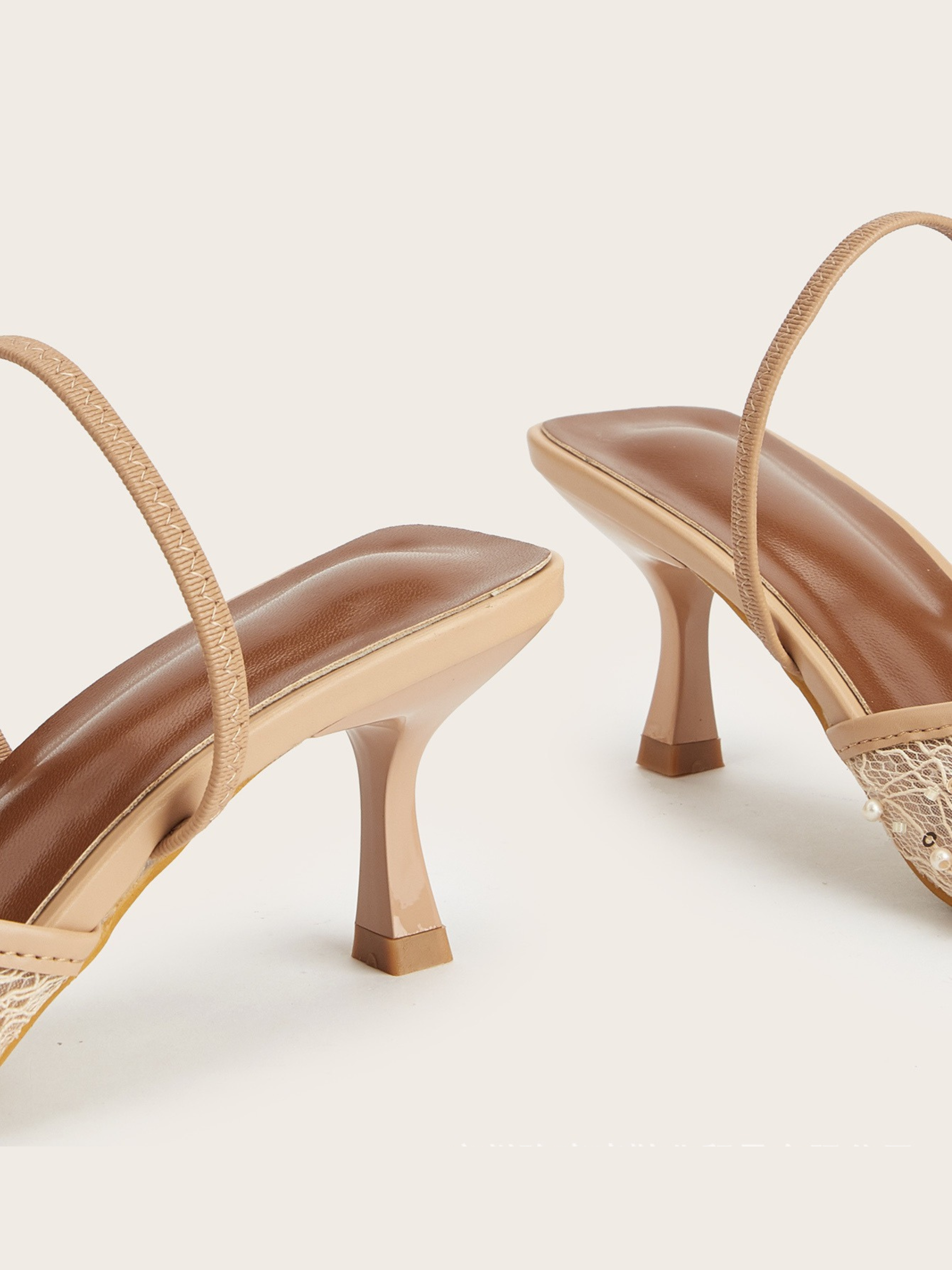 Lineth Pearl Mesh Slingback Heels