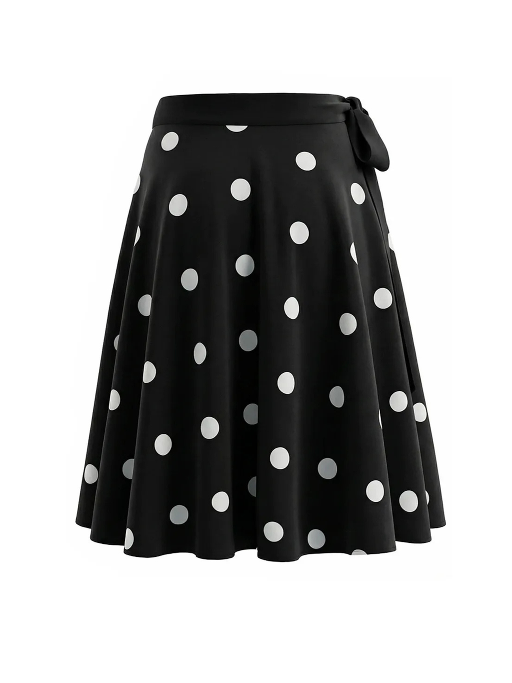 Mirana Polka Dot Side Tie Midi Skirt