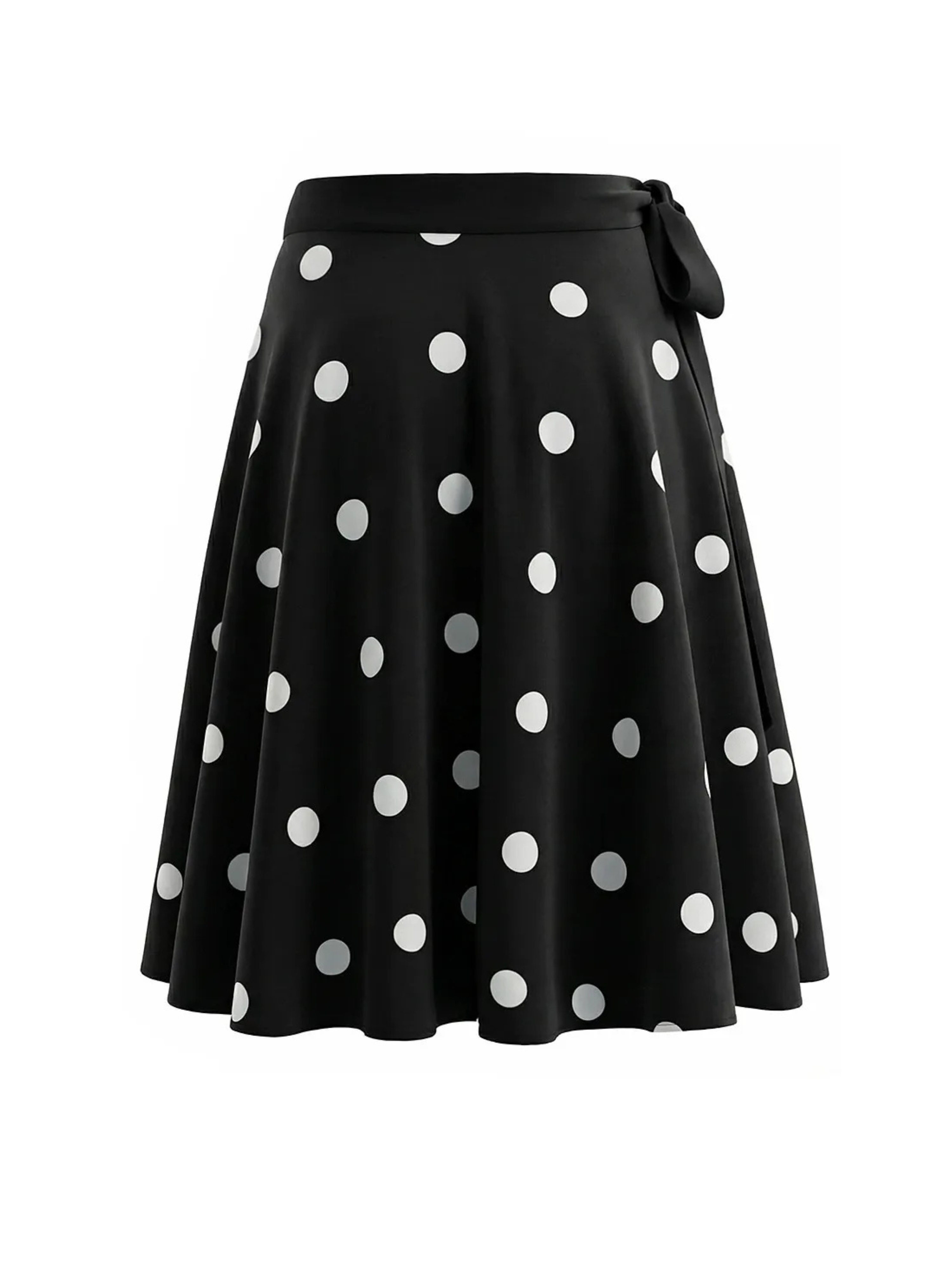 Mirana Polka Dot Side Tie Midi Skirt