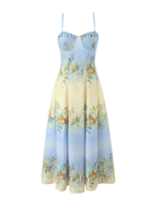 Jilda Citrus Garden Corset Midi Dress