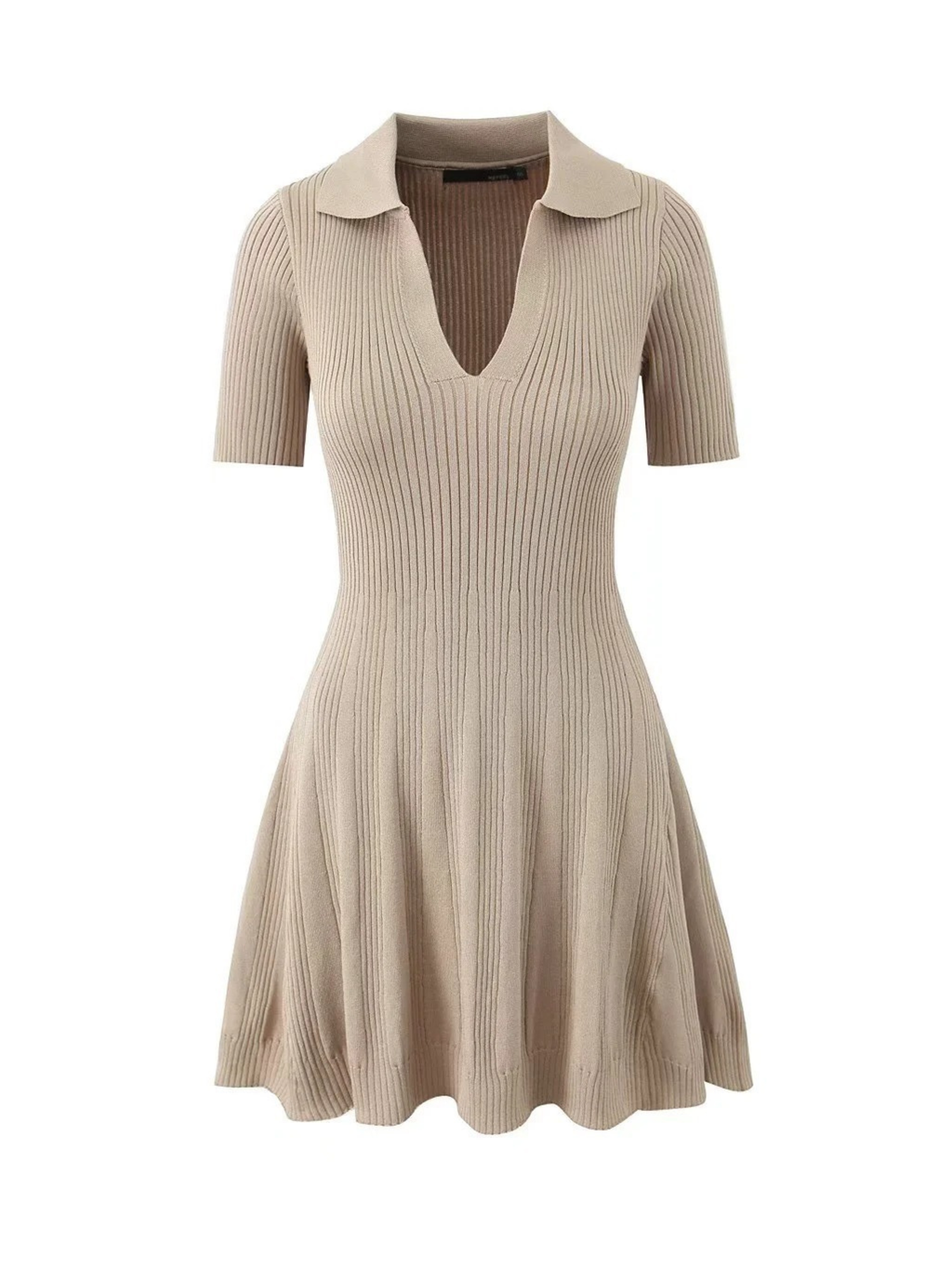 Vanna Ribbed Knit Polo Mini Dress