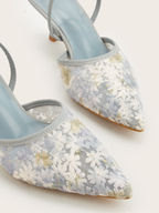 Lina Daisy Mesh Pointed Mule Heels