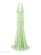 Velin Mint Green Halter Maxi Dress