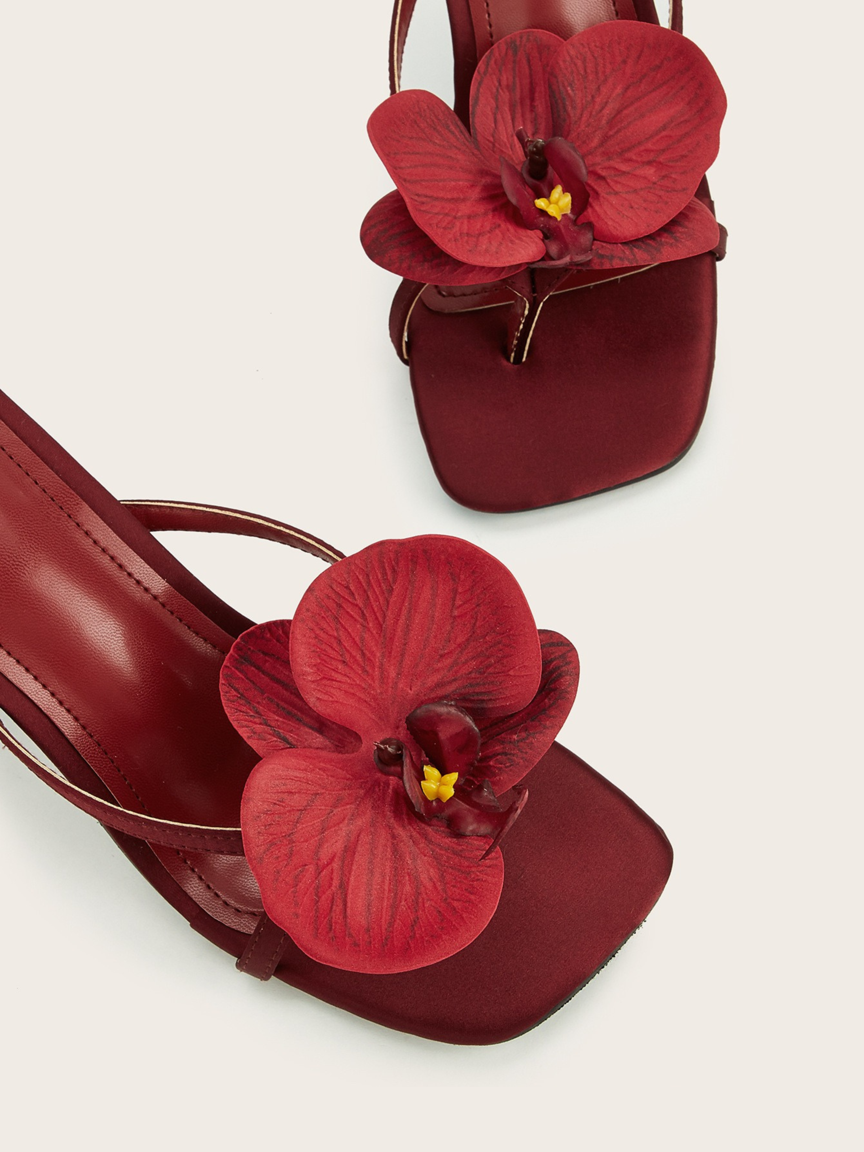 Senara Wine Red Orchid Satin Heels