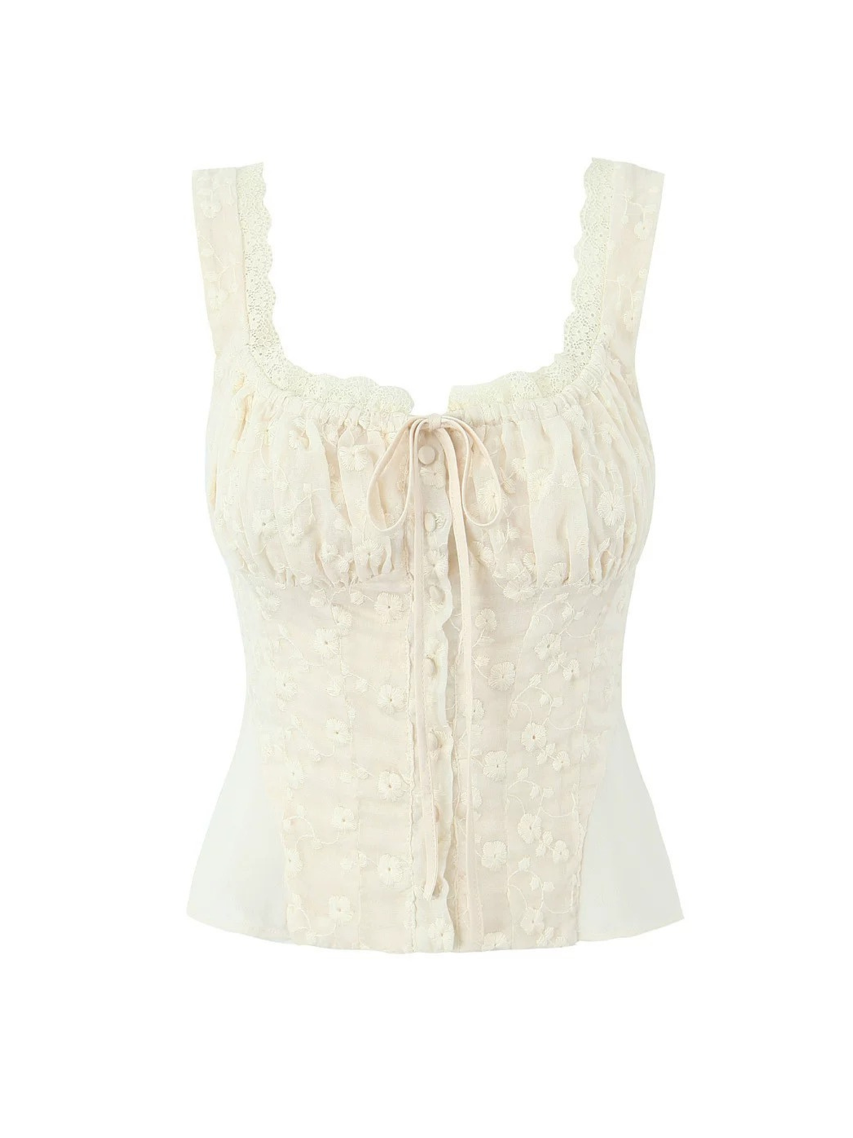 Serena Embroidered Lace-Up Top