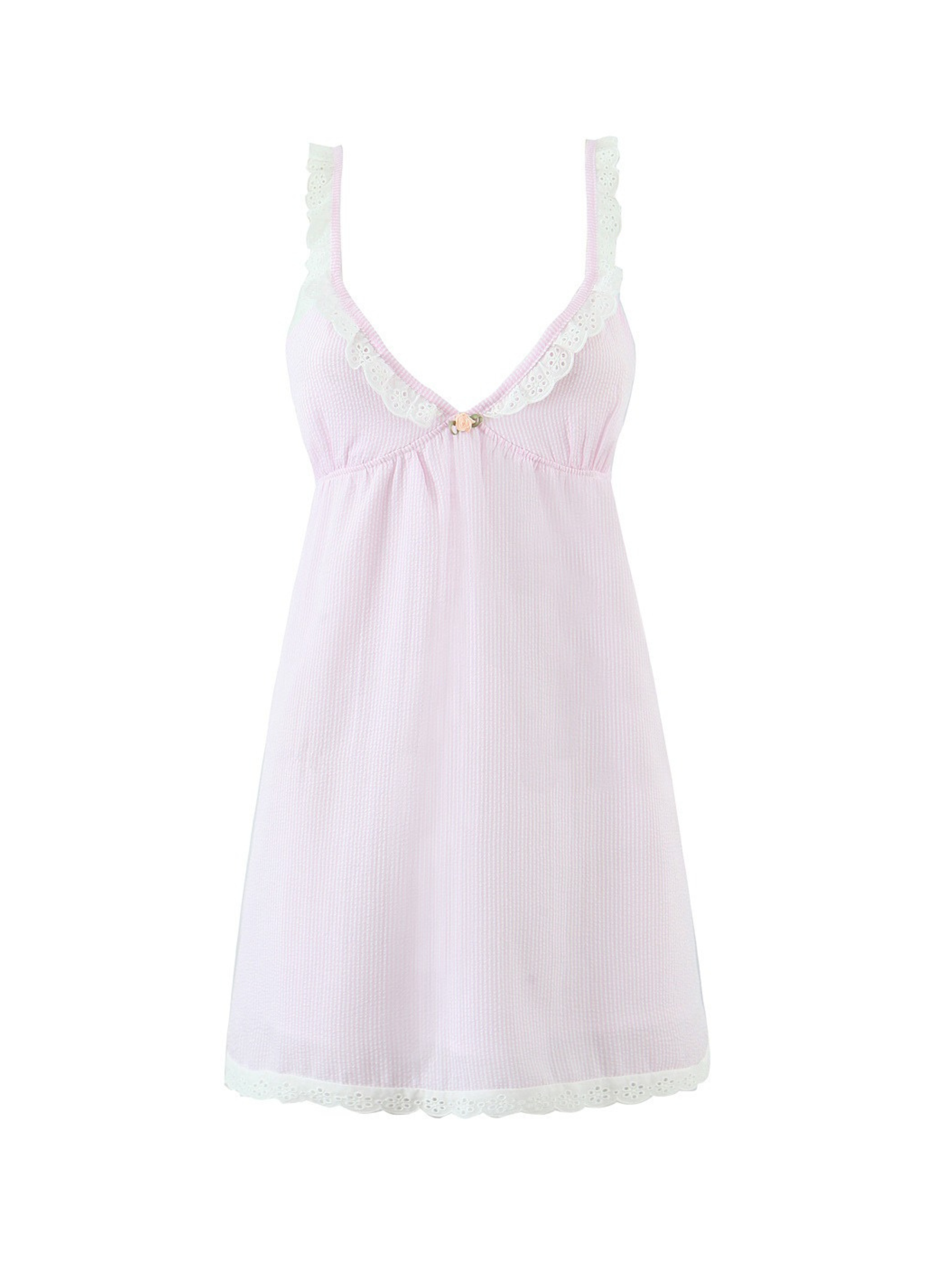 Lena Lace Trim Mini Dress