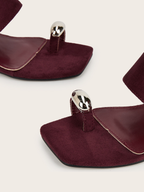 Elzara Wine Velvet Wedge Mule Sandals