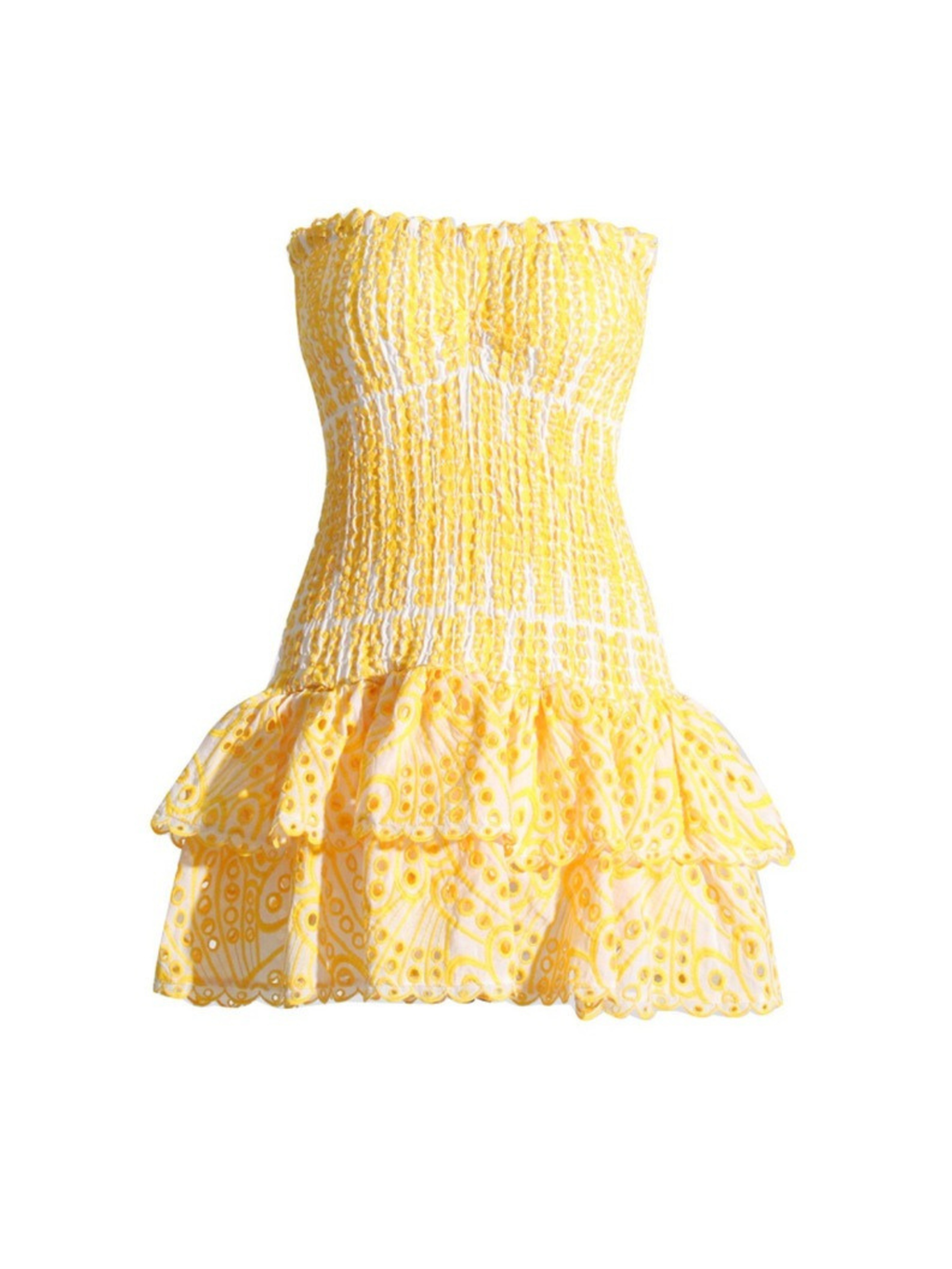 Arelia Smocked Strapless Ruffle Mini Dress