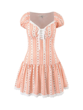 Linet Peach Floral Stripe Mini Dress