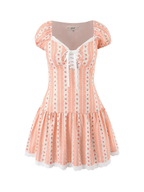 Linet Peach Floral Stripe Mini Dress
