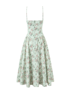Elora Mint Floral Corset Midi Dress