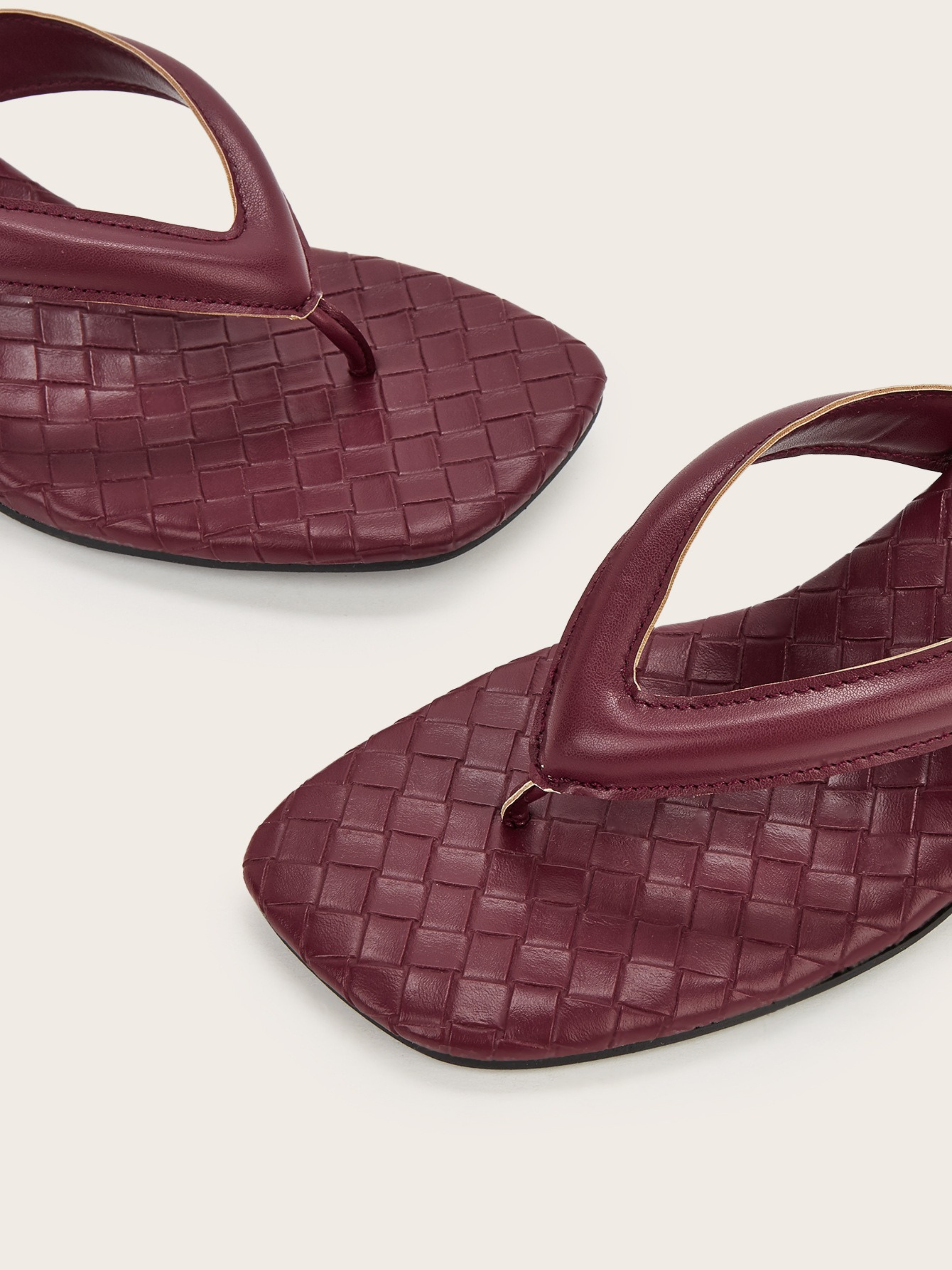 Belara Wine Quilted Thong Heel Sandals