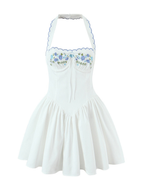 Liora Bluebell Scallop Halter Mini Dress