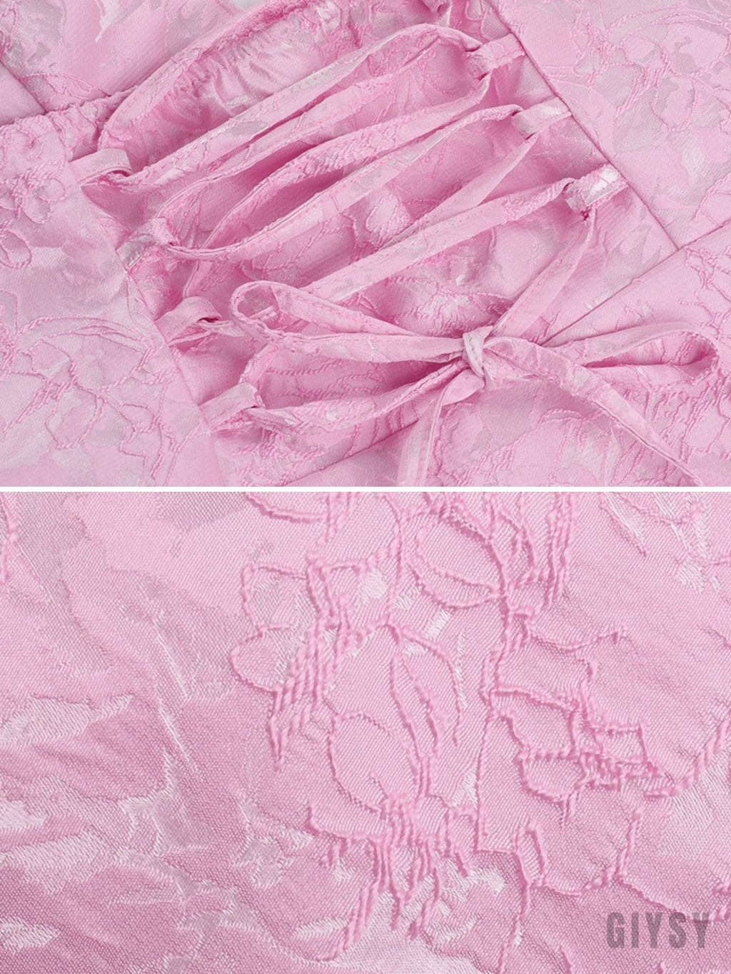 Soline Pink Jacquard Halter Bow Mini Dress