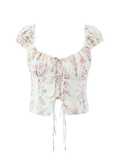 Selin Tie-Front Floral Crop Top