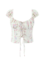 Selin Tie-Front Floral Crop Top