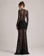 Sariel Lace Maxi Dress with Draped Waist Detail